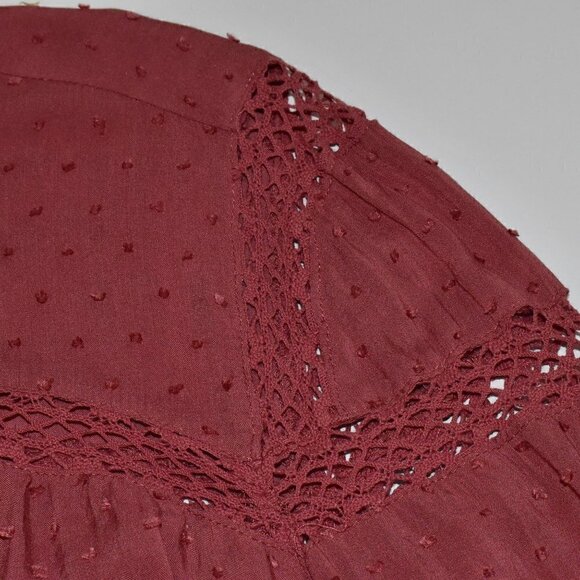 Free People Every Day Every Girl Swiss Dot Long Sleeve Top Button Down Blouse - Picture 9 of 12